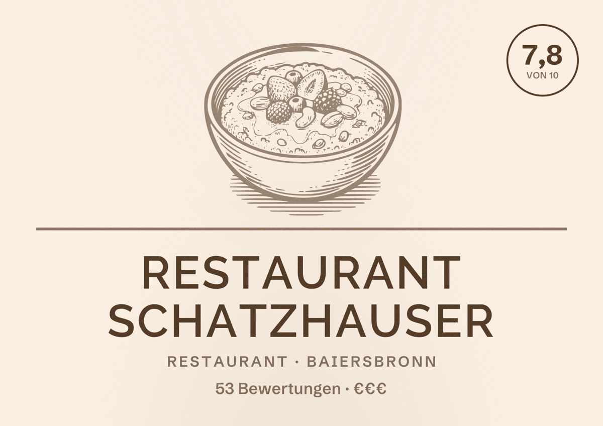 Illustriertes Poster von Restaurant Schatzhauser, Restaurant in Baiersbronn: Bewertung 7,8 von 10 aus 53 Bewertungen, Preisniveau €€€