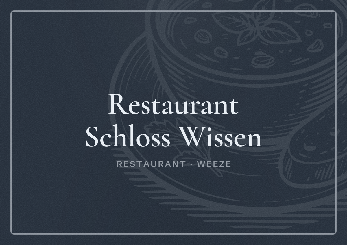 Illustriertes Poster von Restaurant Schloss Wissen, Restaurant in Weeze