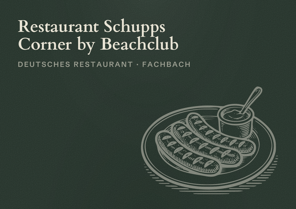 Illustriertes Poster von Restaurant Schupps Corner by Beachclub, Deutsches Restaurant in Fachbach