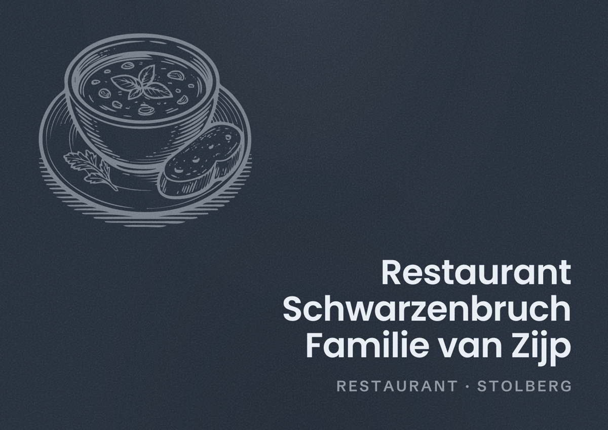 Illustriertes Poster von Restaurant Schwarzenbruch Familie van Zijp, Restaurant in Stolberg