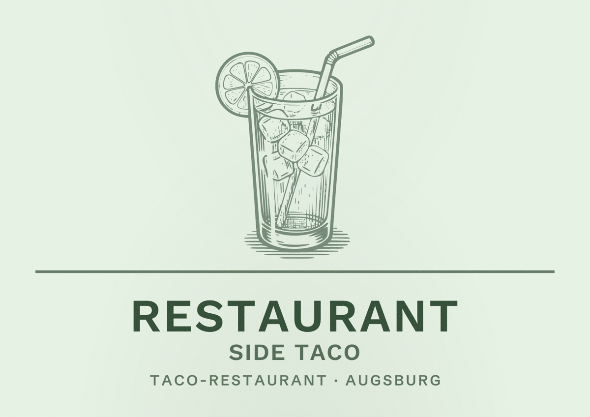 Illustriertes Poster von Restaurant Side Taco, Taco-Restaurant in Augsburg