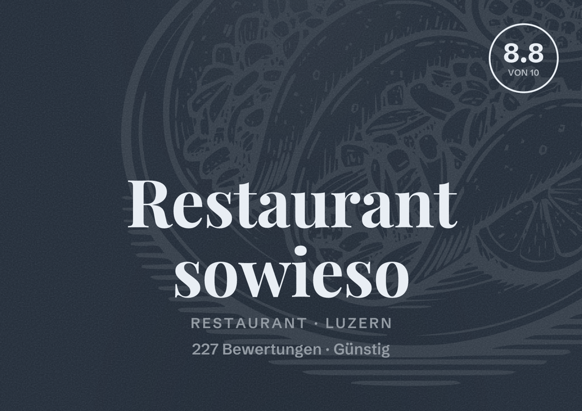 Illustriertes Poster von Restaurant sowieso, Restaurant in Luzern: Bewertung 8.8 von 10 aus 227 Bewertungen, Preisniveau Günstig