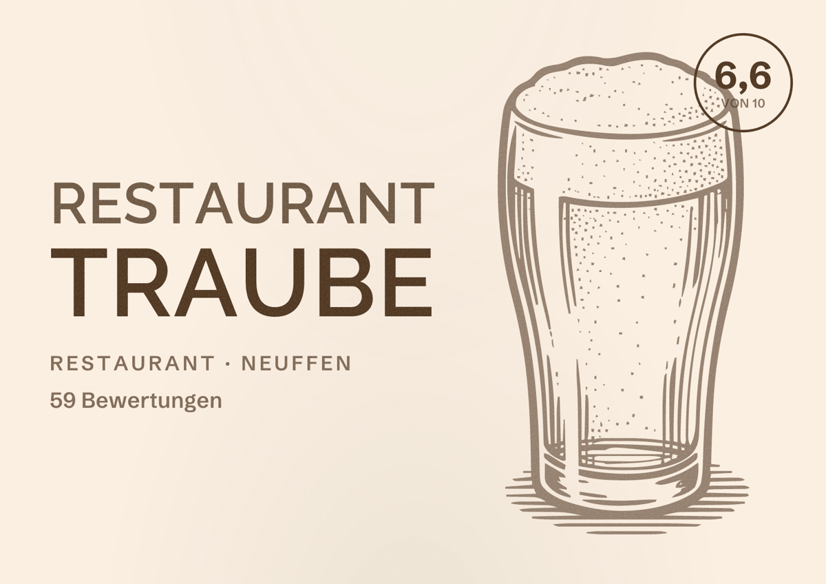 Illustriertes Poster von Restaurant Traube, Restaurant in Neuffen: Bewertung 6,6 von 10 aus 59 Bewertungen