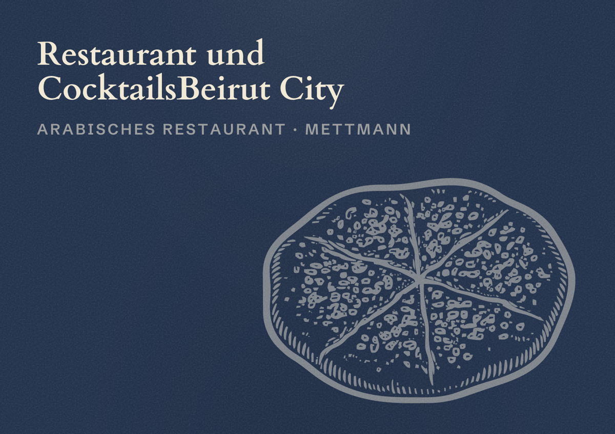 Illustriertes Poster von Restaurant und CocktailsBeirut City, Arabisches Restaurant in Mettmann