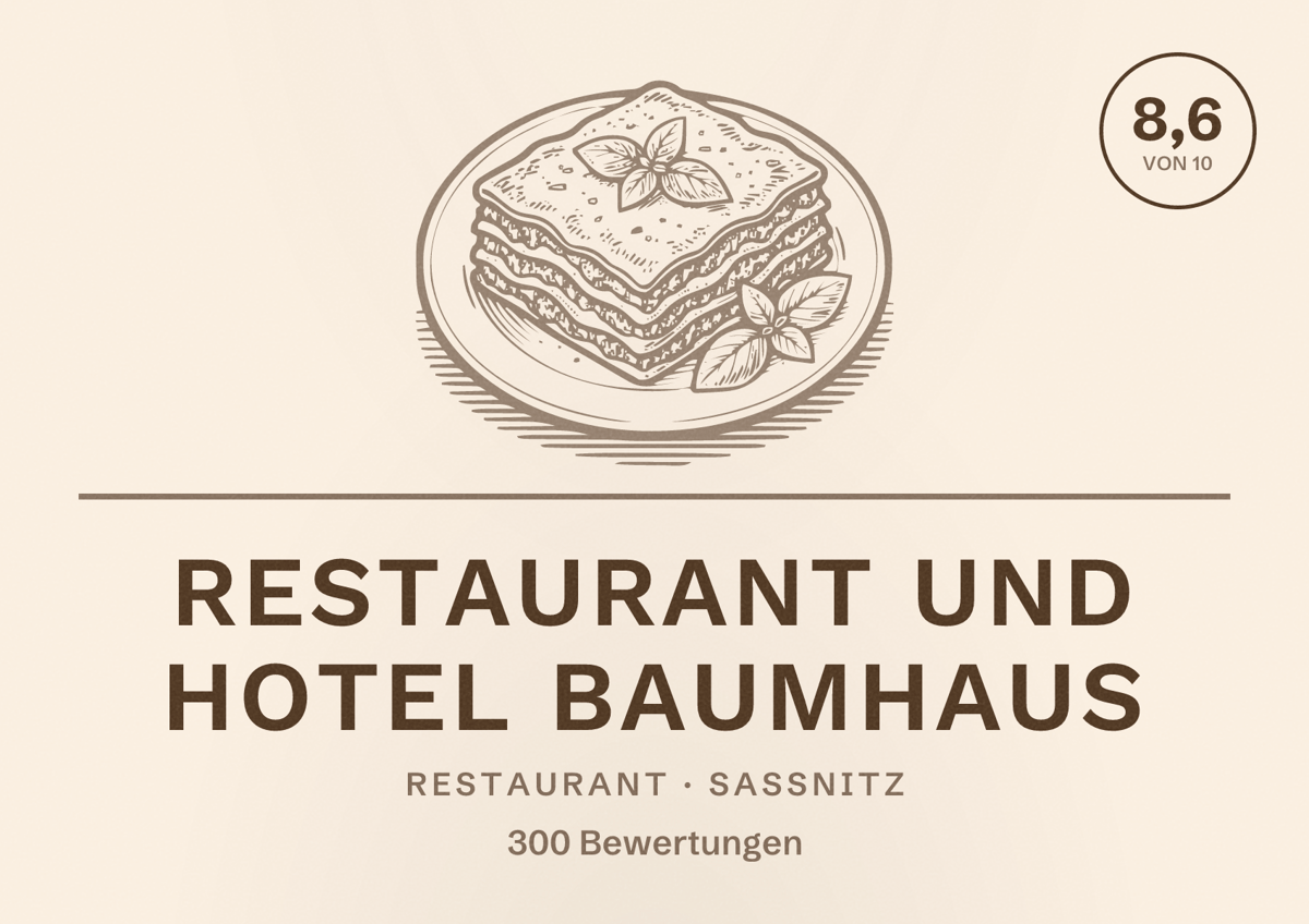 Illustriertes Poster von Restaurant und Hotel Baumhaus, Restaurant in Sassnitz: Bewertung 8,6 von 10 aus 300 Bewertungen