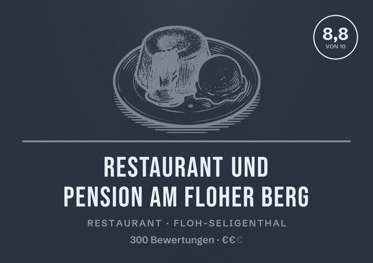 Illustriertes Poster von Restaurant und Pension Am Floher Berg, Restaurant in Floh-Seligenthal: Bewertung 8,8 von 10 aus 300 Bewertungen, Preisniveau €€