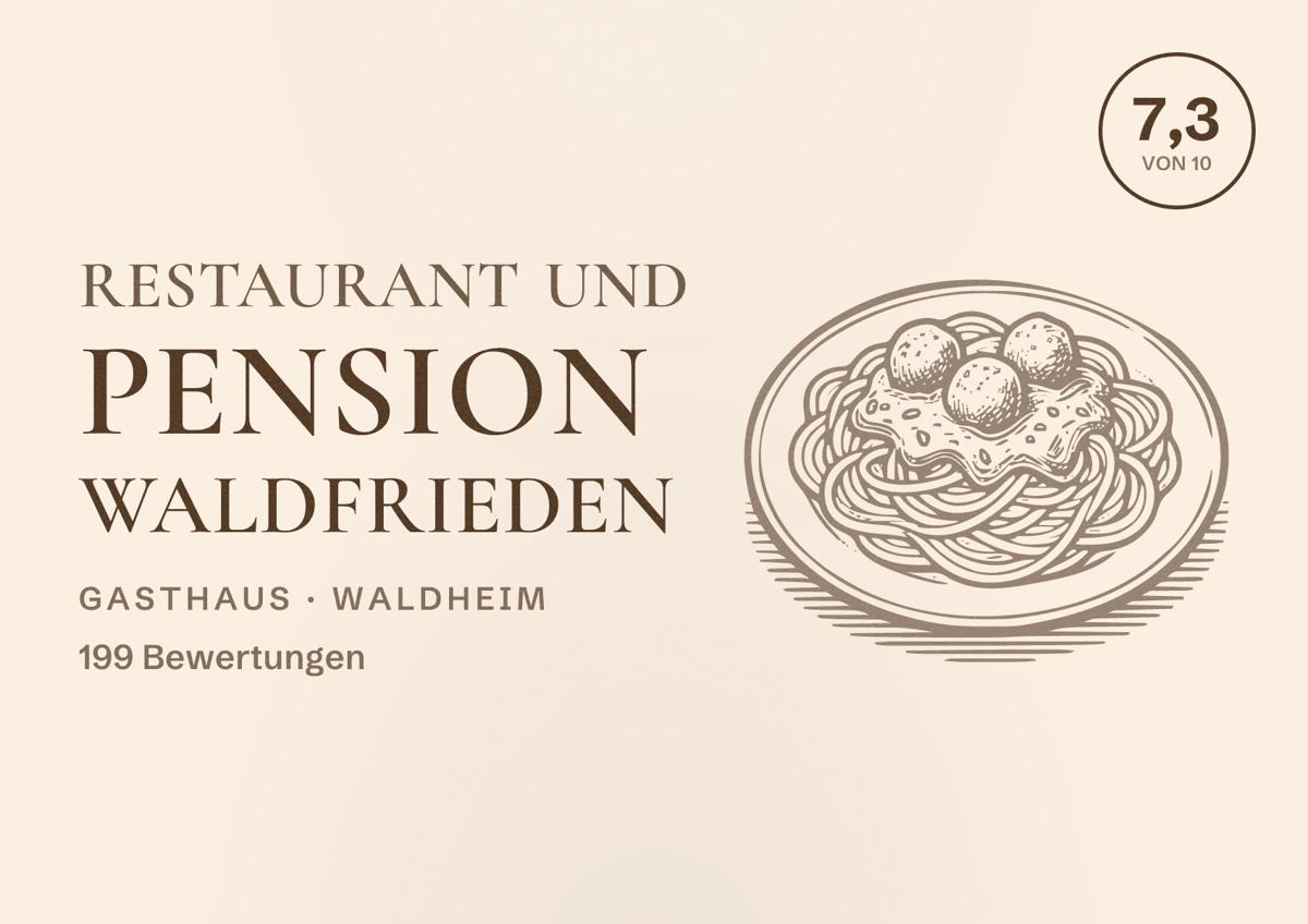 Illustriertes Poster von Restaurant und Pension Waldfrieden, Gasthaus in Waldheim: Bewertung 7,3 von 10 aus 199 Bewertungen