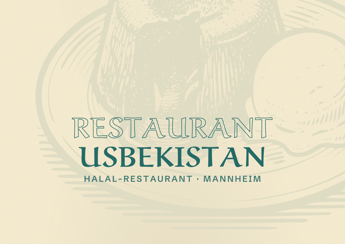 Illustriertes Poster von Restaurant Usbekistan, Halal-Restaurant in Mannheim