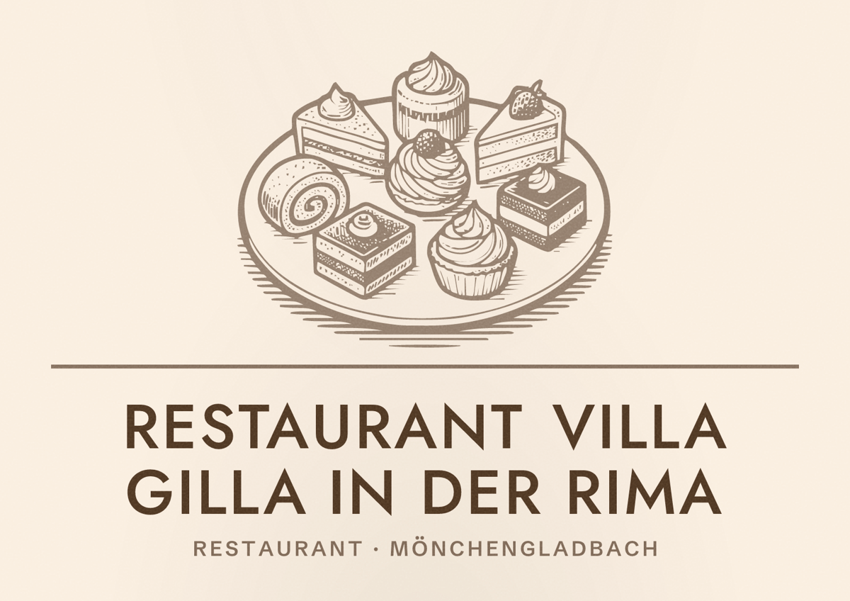 Illustriertes Poster von Restaurant Villa Gilla in der RIMA, Restaurant in Mönchengladbach