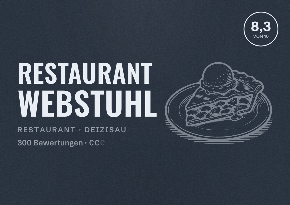 Illustriertes Poster von Restaurant Webstuhl, Restaurant in Deizisau: Bewertung 8,3 von 10 aus 300 Bewertungen, Preisniveau €€