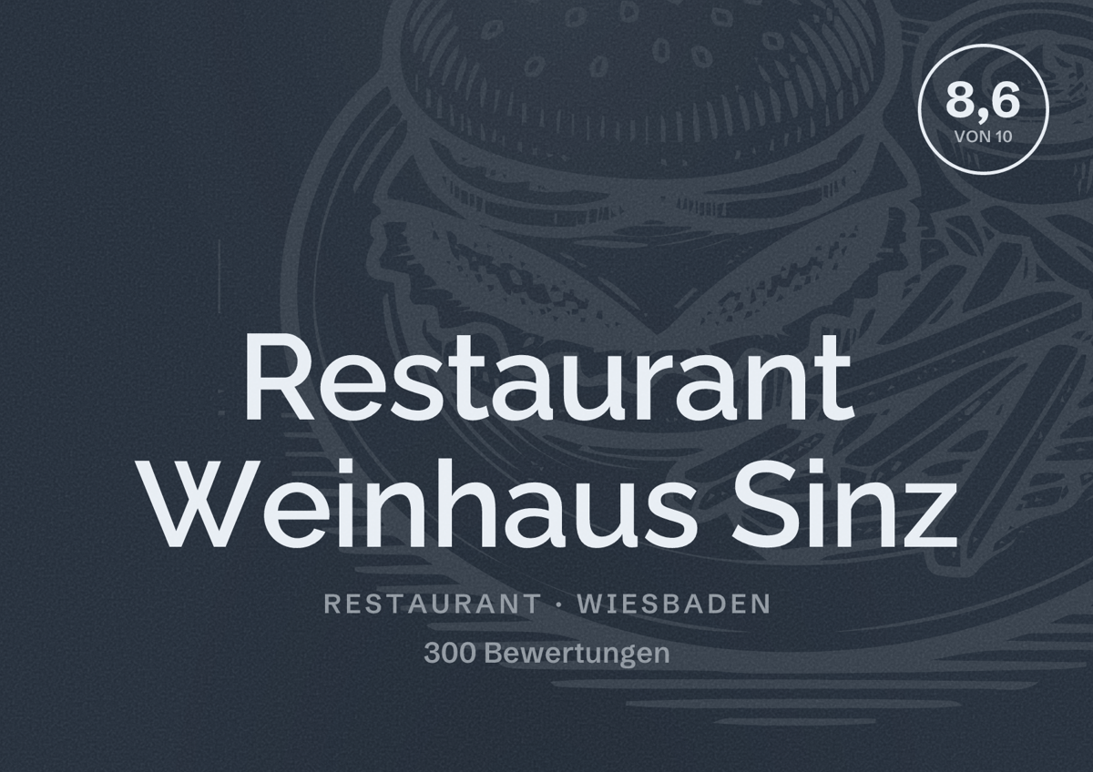 Illustriertes Poster von Restaurant Weinhaus Sinz, Restaurant in Wiesbaden: Bewertung 8,6 von 10 aus 300 Bewertungen