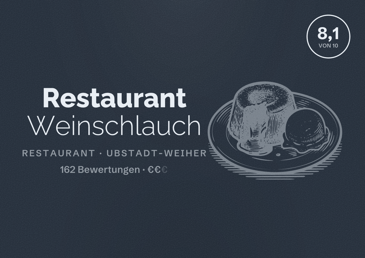 Illustriertes Poster von Restaurant Weinschlauch, Restaurant in Ubstadt-Weiher: Bewertung 8,1 von 10 aus 162 Bewertungen, Preisniveau €€