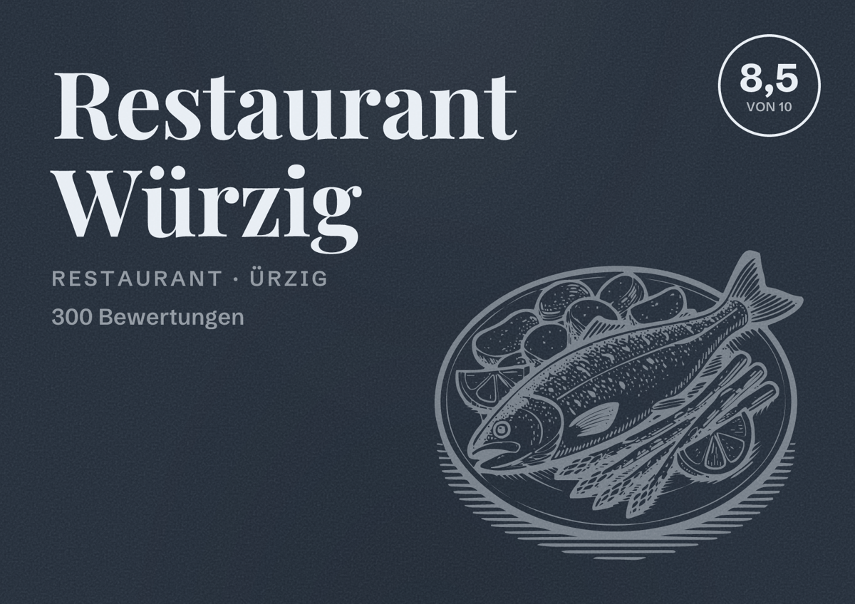 Illustriertes Poster von Restaurant Würzig, Restaurant in Ürzig: Bewertung 8,5 von 10 aus 300 Bewertungen