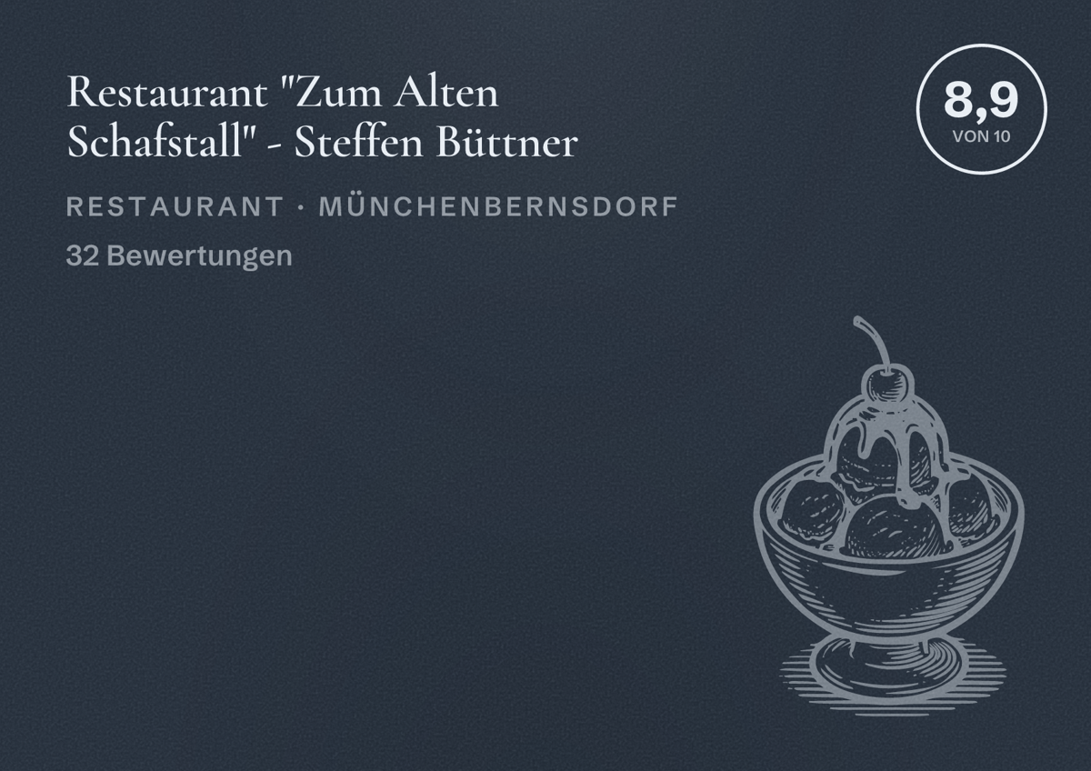 Illustriertes Poster von Restaurant "Zum Alten Schafstall" - Steffen Büttner, Restaurant in Münchenbernsdorf: Bewertung 8,9 von 10 aus 32 Bewertungen