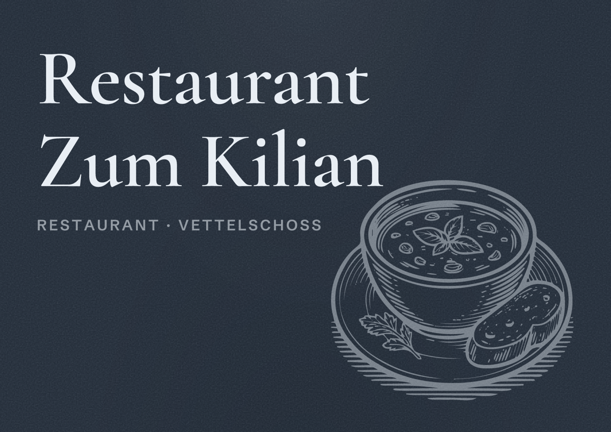 Illustriertes Poster von Restaurant Zum Kilian, Restaurant in Vettelschoß