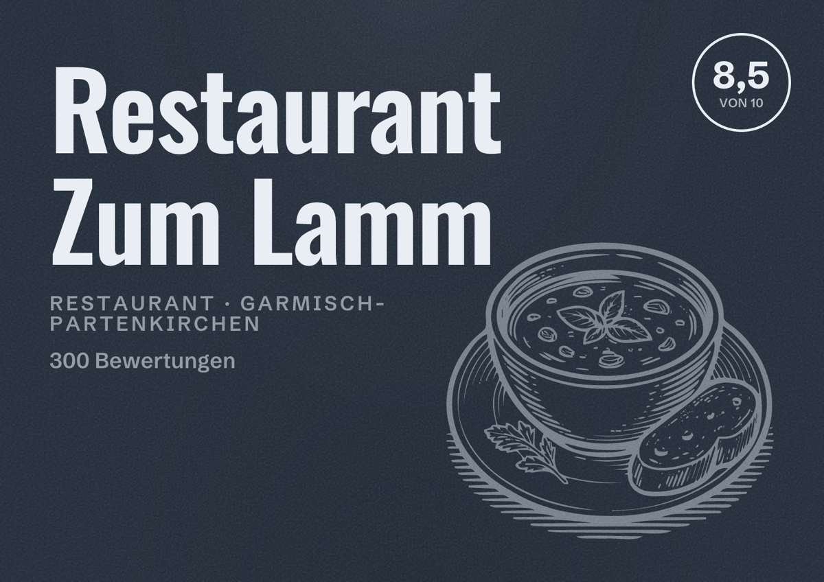 Illustriertes Poster von Restaurant Zum Lamm, Restaurant in Garmisch-Partenkirchen: Bewertung 8,5 von 10 aus 300 Bewertungen