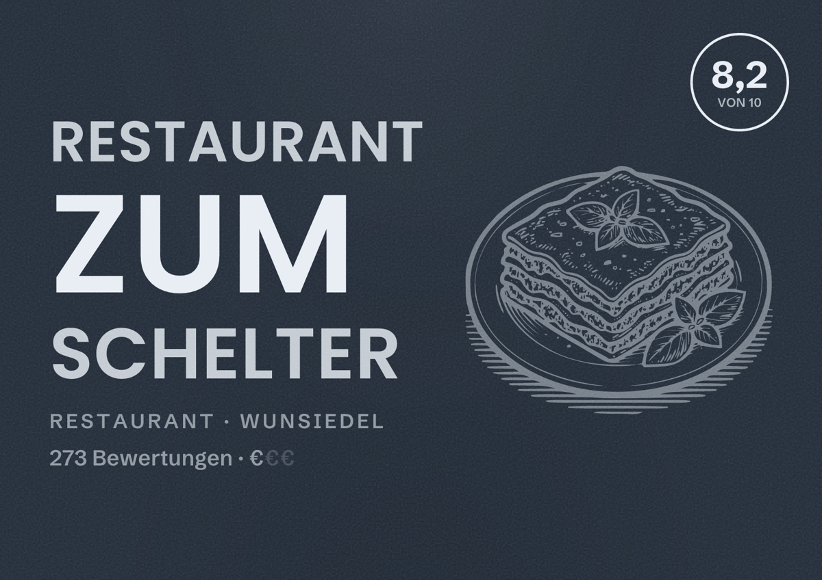 Illustriertes Poster von Restaurant Zum Schelter, Restaurant in Wunsiedel: Bewertung 8,2 von 10 aus 273 Bewertungen, Preisniveau €