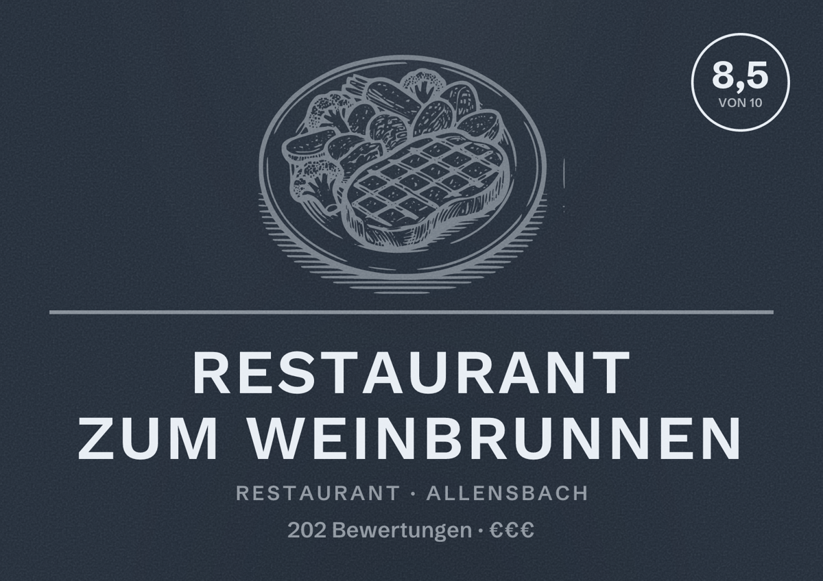 Illustriertes Poster von Restaurant Zum Weinbrunnen, Restaurant in Allensbach: Bewertung 8,5 von 10 aus 202 Bewertungen, Preisniveau €€€