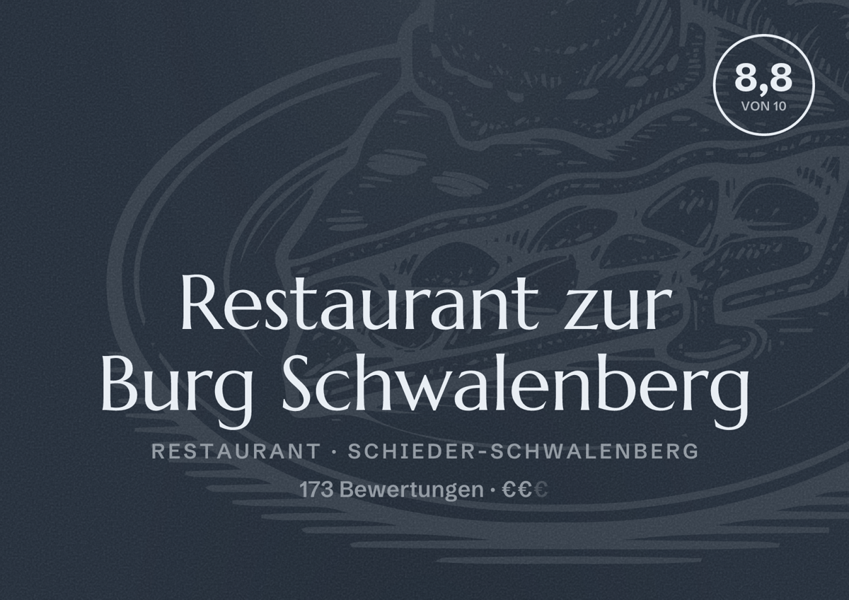 Illustriertes Poster von Restaurant zur Burg Schwalenberg, Restaurant in Schieder-Schwalenberg: Bewertung 8,8 von 10 aus 173 Bewertungen, Preisniveau €€