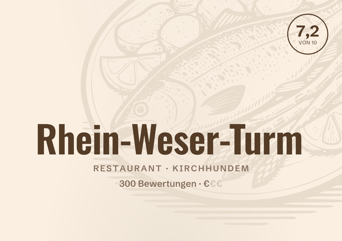 Illustriertes Poster von Rhein-Weser-Turm, Restaurant in Kirchhundem: Bewertung 7,2 von 10 aus 300 Bewertungen, Preisniveau €