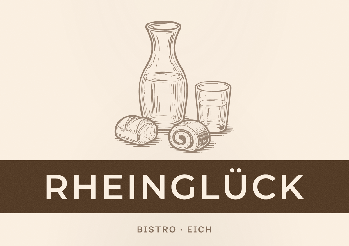 Illustriertes Poster von RheinGlück, Bistro in Eich