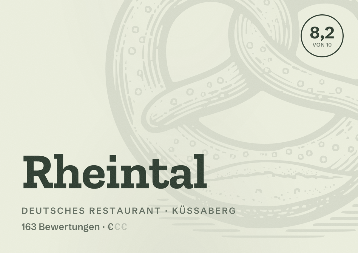 Illustriertes Poster von Rheintal, Deutsches Restaurant in Küssaberg: Bewertung 8,2 von 10 aus 163 Bewertungen, Preisniveau €
