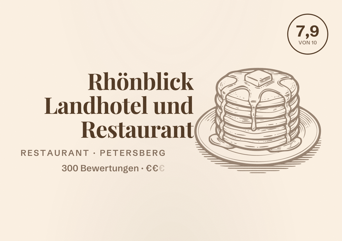 Illustriertes Poster von Rhönblick Landhotel und Restaurant, Restaurant in Petersberg: Bewertung 7,9 von 10 aus 300 Bewertungen, Preisniveau €€