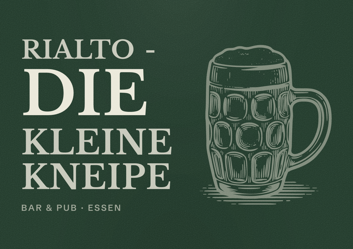 Illustriertes Poster von Rialto - Die kleine Kneipe, Bar & Pub in Essen