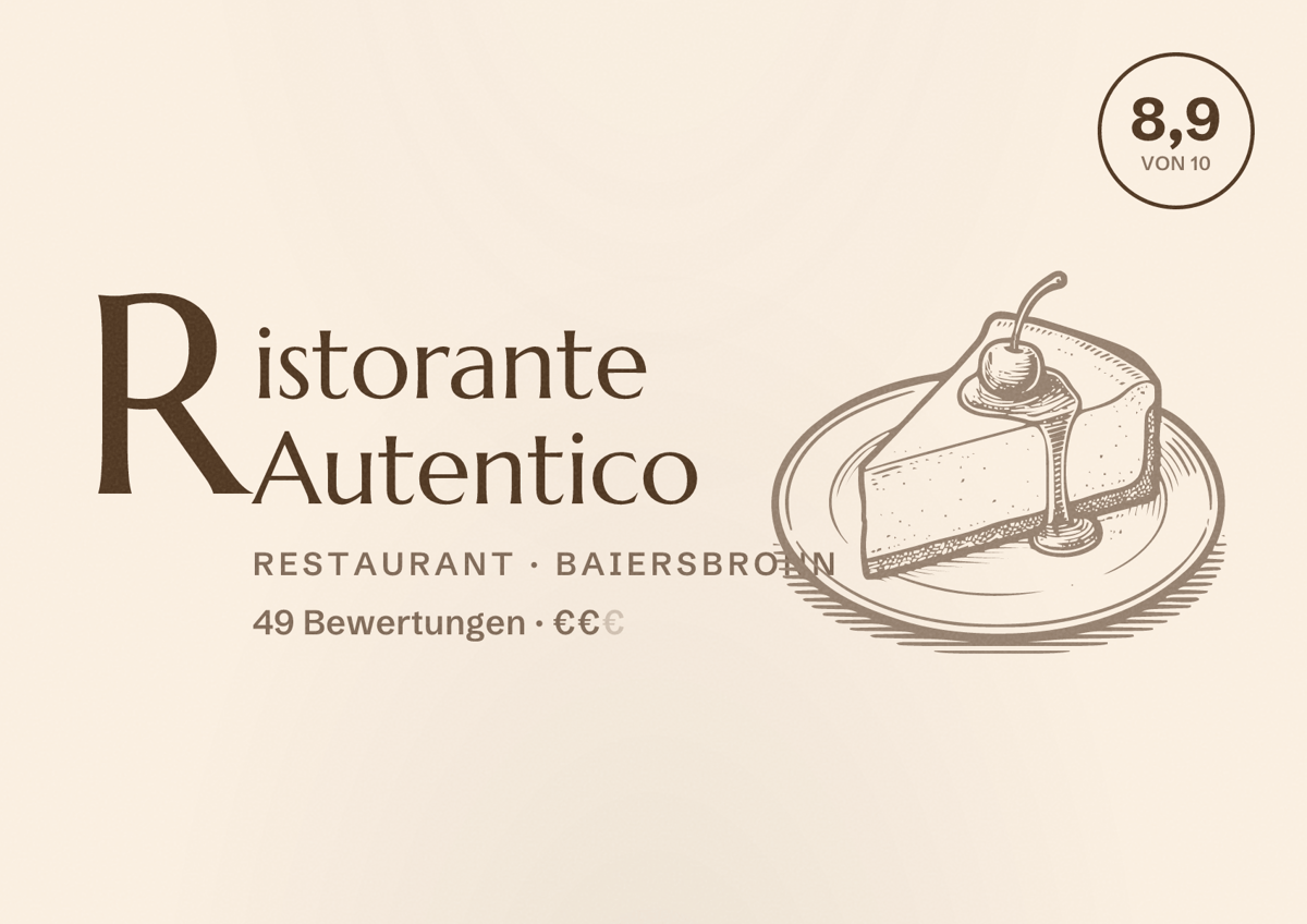 Illustriertes Poster von Ristorante Autentico, Restaurant in Baiersbronn: Bewertung 8,9 von 10 aus 49 Bewertungen, Preisniveau €€