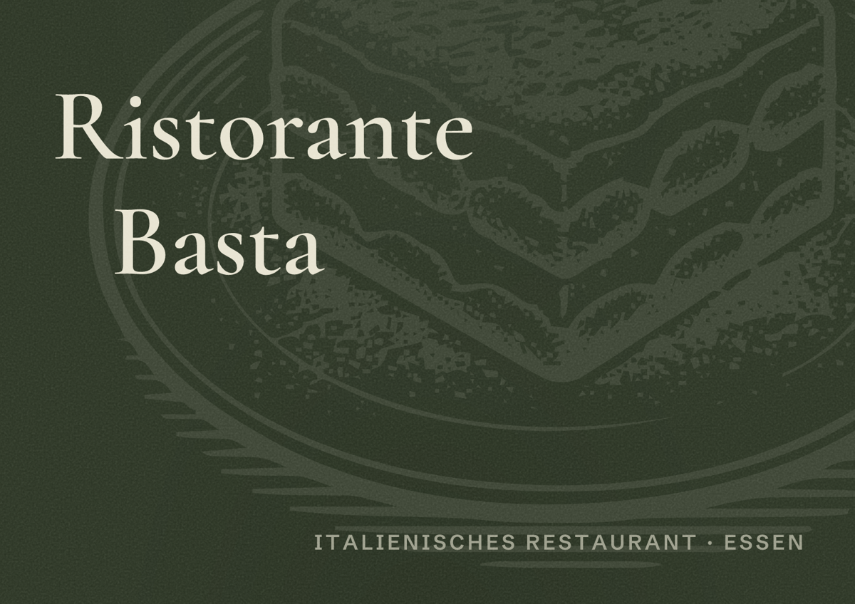 Illustriertes Poster von Ristorante Basta, Italienisches Restaurant in Essen