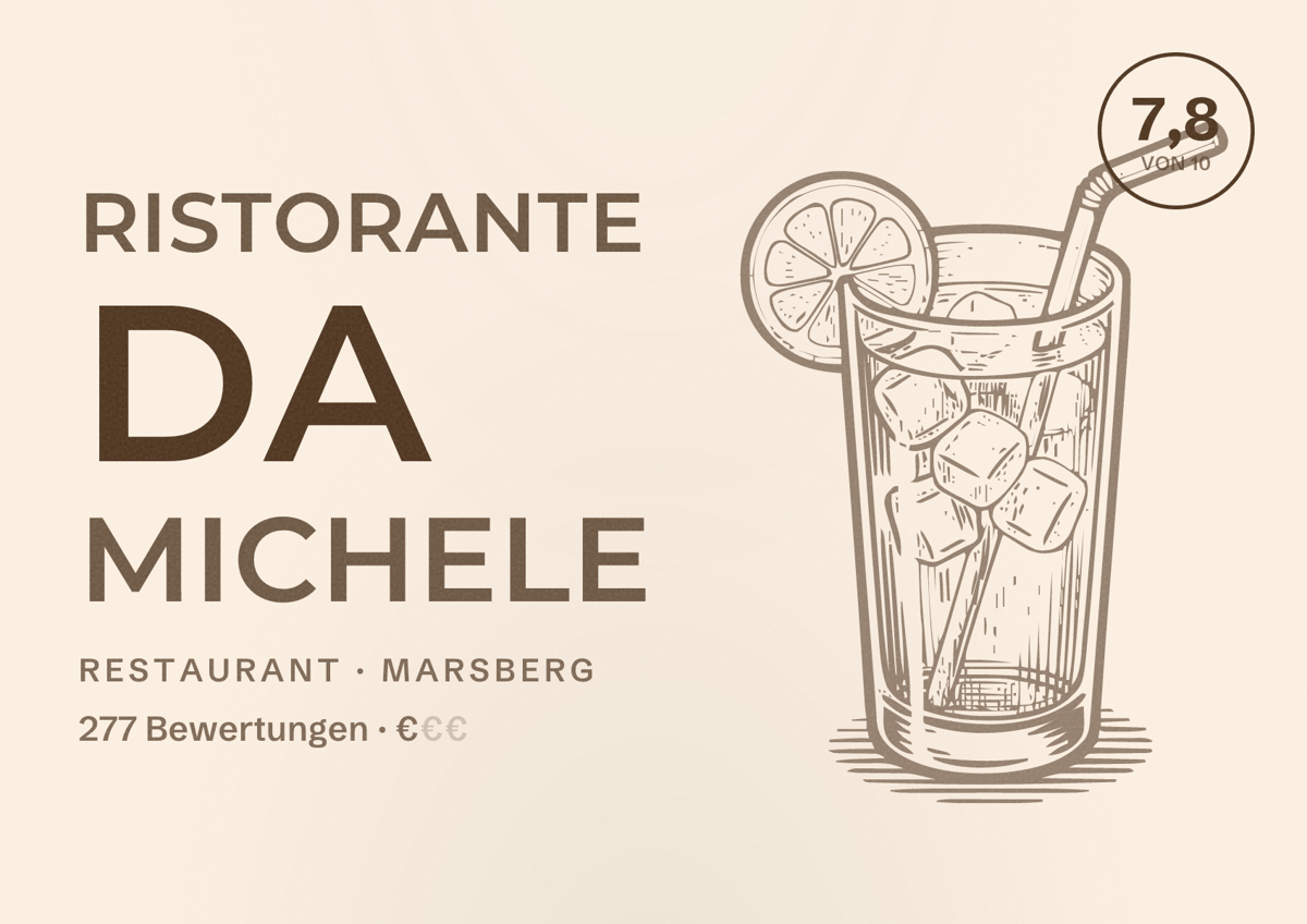 Illustriertes Poster von Ristorante Da Michele, Restaurant in Marsberg: Bewertung 7,8 von 10 aus 277 Bewertungen, Preisniveau €
