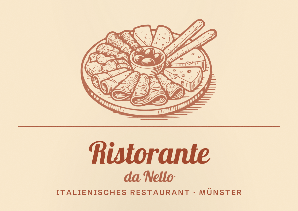 Illustriertes Poster von Ristorante da Nello, Italienisches Restaurant in Münster
