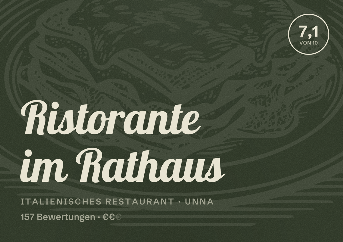 Illustriertes Poster von Ristorante im Rathaus, Italienisches Restaurant in Unna: Gästebewertung 7,1 von 10 aus 157 Bewertungen