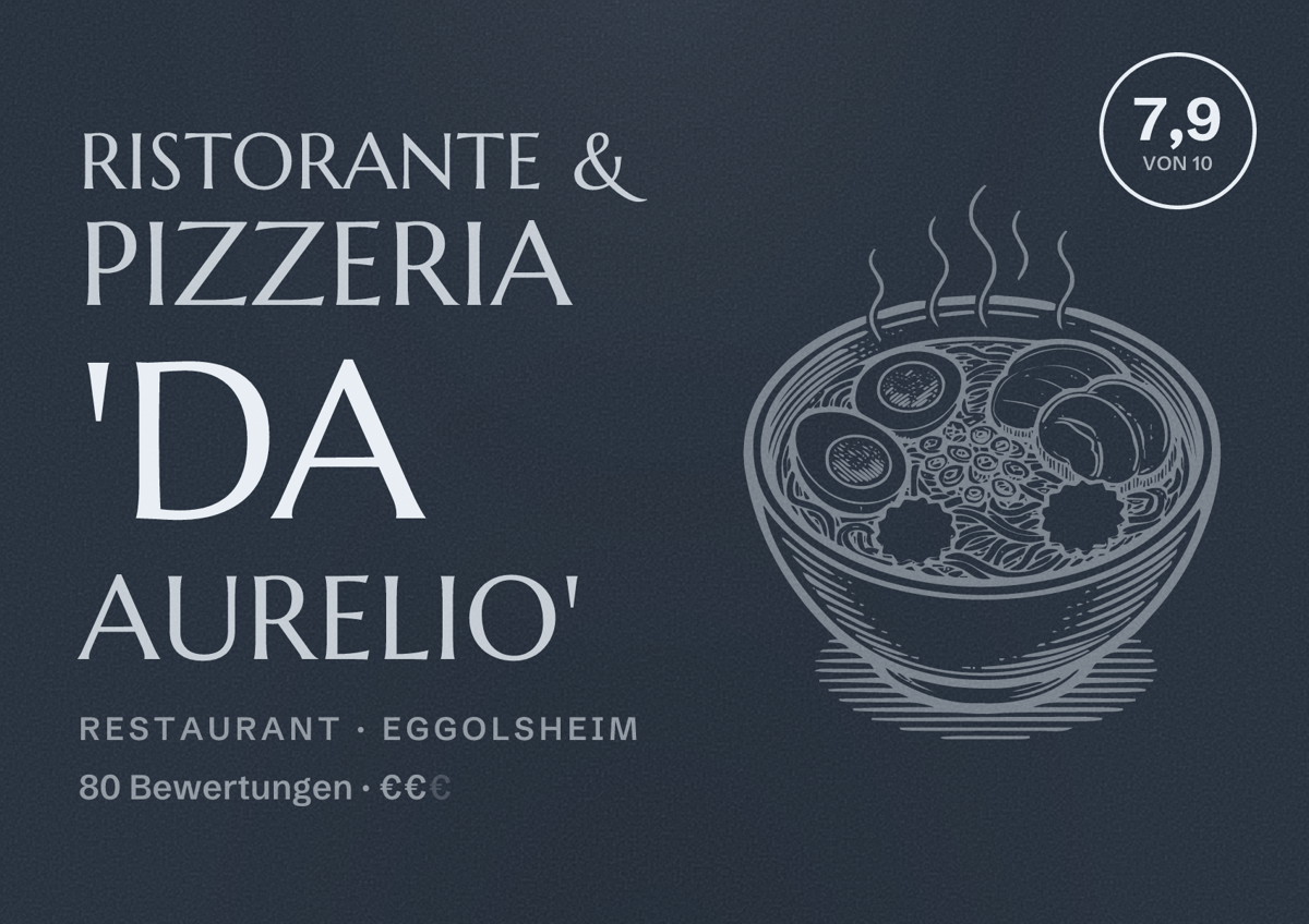 Illustriertes Poster von Ristorante & Pizzeria 'Da Aurelio', Restaurant in Eggolsheim: Bewertung 7,9 von 10 aus 80 Bewertungen, Preisniveau €€