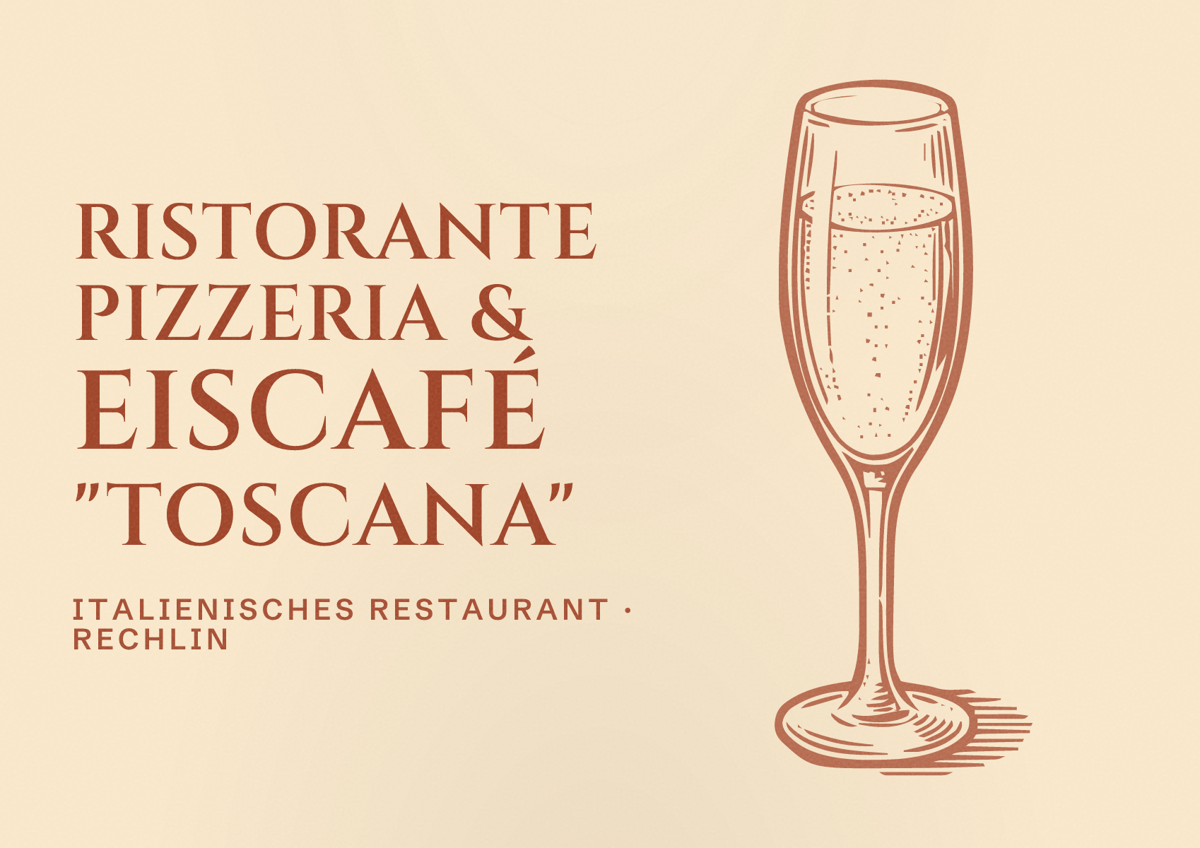Illustriertes Poster von Ristorante Pizzeria & Eiscafé "TOSCANA", Italienisches Restaurant in Rechlin