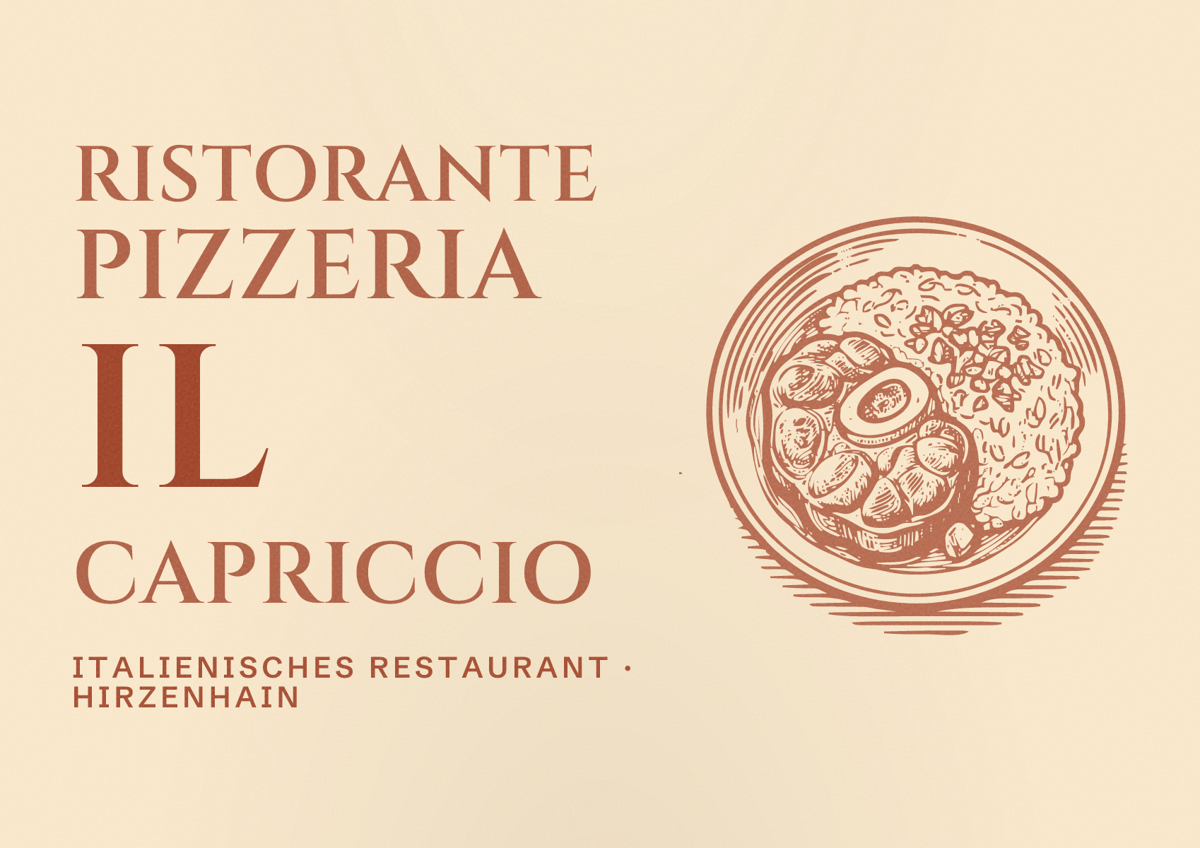 Illustriertes Poster von Ristorante Pizzeria il Capriccio, Italienisches Restaurant in Hirzenhain