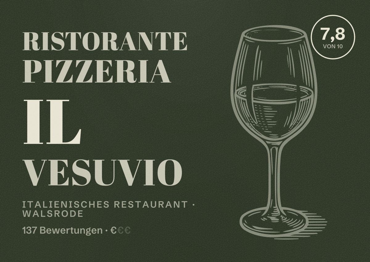 Illustriertes Poster von Ristorante Pizzeria Il Vesuvio, Italienisches Restaurant in Walsrode: Bewertung 7,8 von 10 aus 137 Bewertungen, Preisniveau €