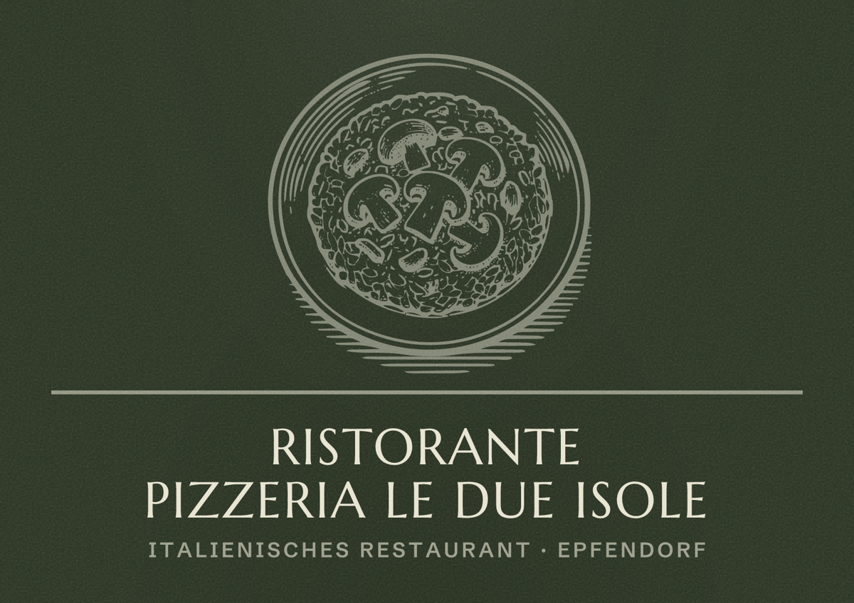 Illustriertes Poster von Ristorante Pizzeria le due Isole, Italienisches Restaurant in Epfendorf