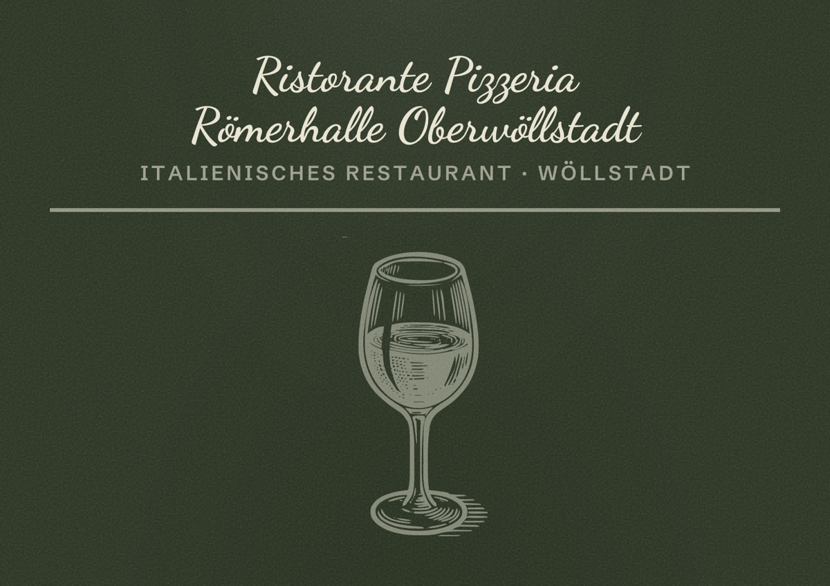 Illustriertes Poster von Ristorante Pizzeria Römerhalle Oberwöllstadt, Italienisches Restaurant in Wöllstadt