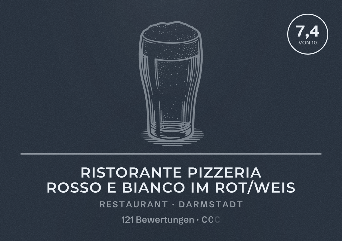 Illustriertes Poster von Ristorante Pizzeria Rosso e Bianco im Rot/Weis, Restaurant in Darmstadt: Bewertung 7,4 von 10 aus 121 Bewertungen, Preisniveau €€