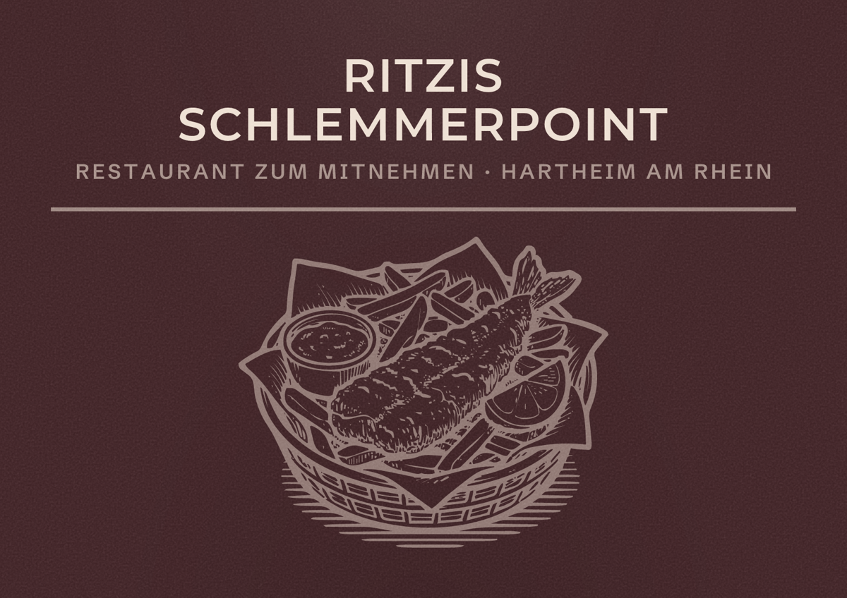 Illustriertes Poster von Ritzis Schlemmerpoint, Restaurant zum Mitnehmen in Hartheim am Rhein