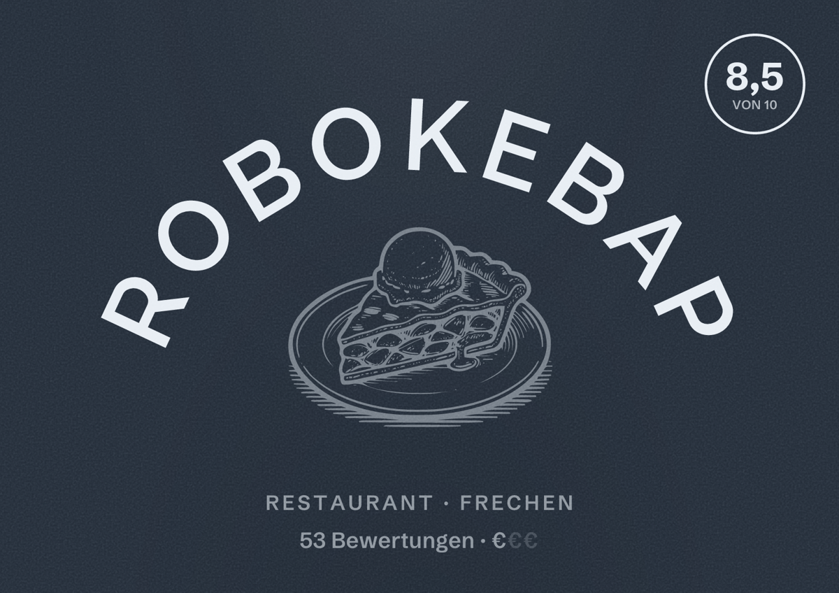 Illustriertes Poster von Robokebap, Restaurant in Frechen: Bewertung 8,5 von 10 aus 53 Bewertungen, Preisniveau €