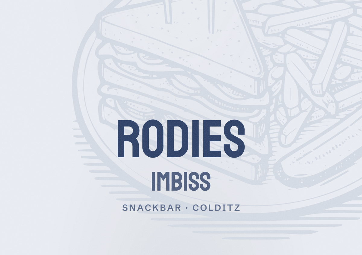 Illustriertes Poster von Rodies Imbiss, Snackbar in Colditz