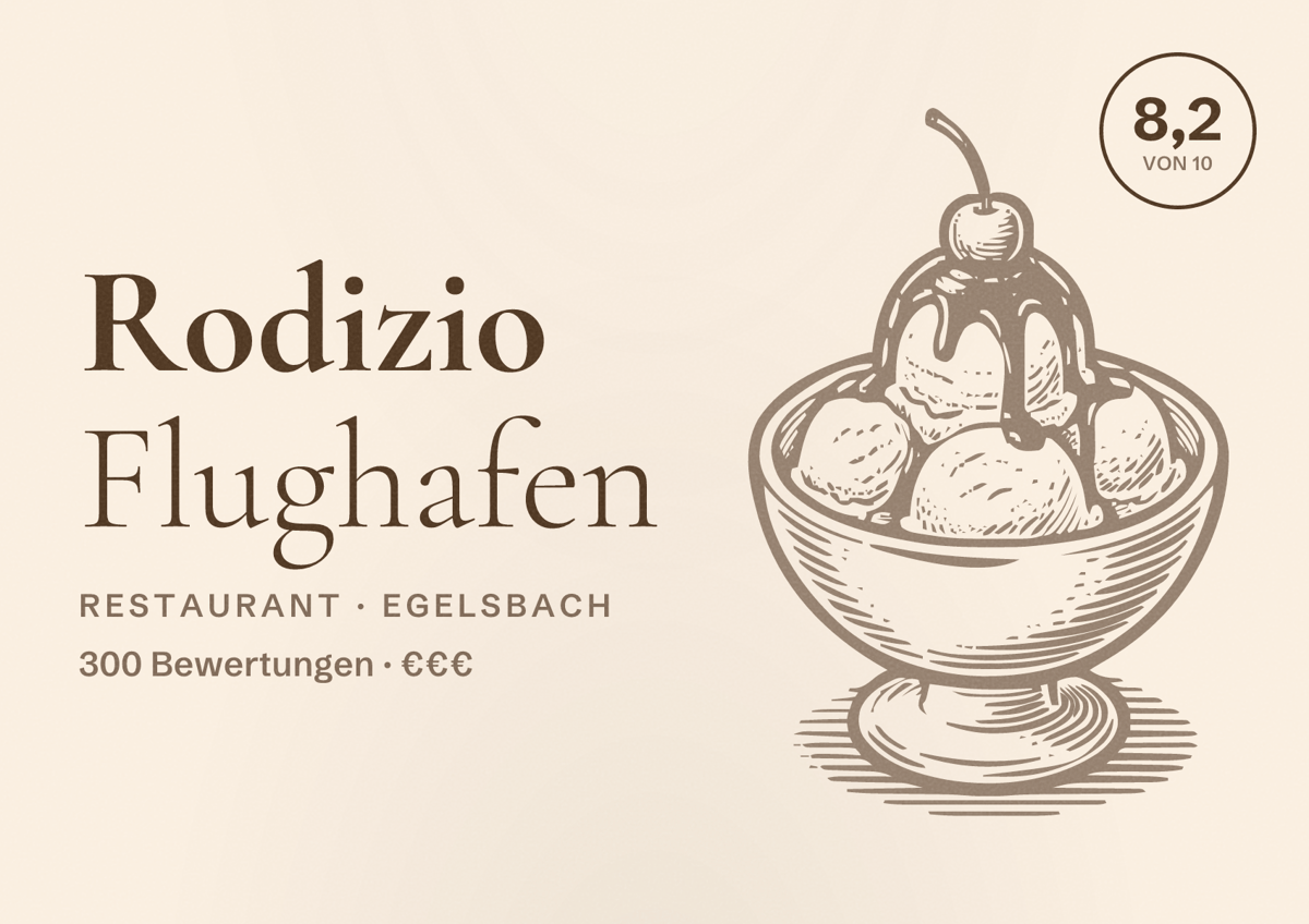 Illustriertes Poster von Rodizio Flughafen, Restaurant in Egelsbach: Bewertung 8,2 von 10 aus 300 Bewertungen, Preisniveau €€€