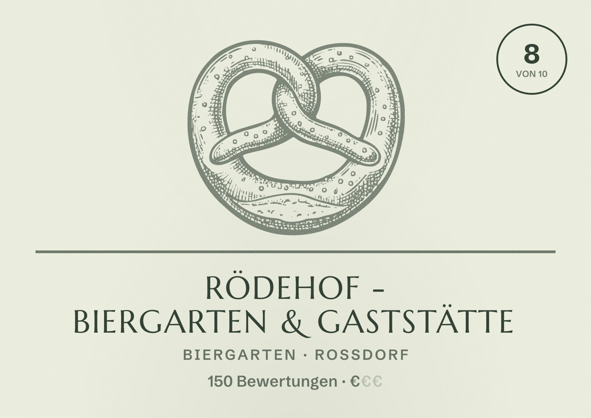 Illustriertes Poster von Rödehof - Biergarten & Gaststätte, Biergarten in Roßdorf: Bewertung 8 von 10 aus 150 Bewertungen, Preisniveau €