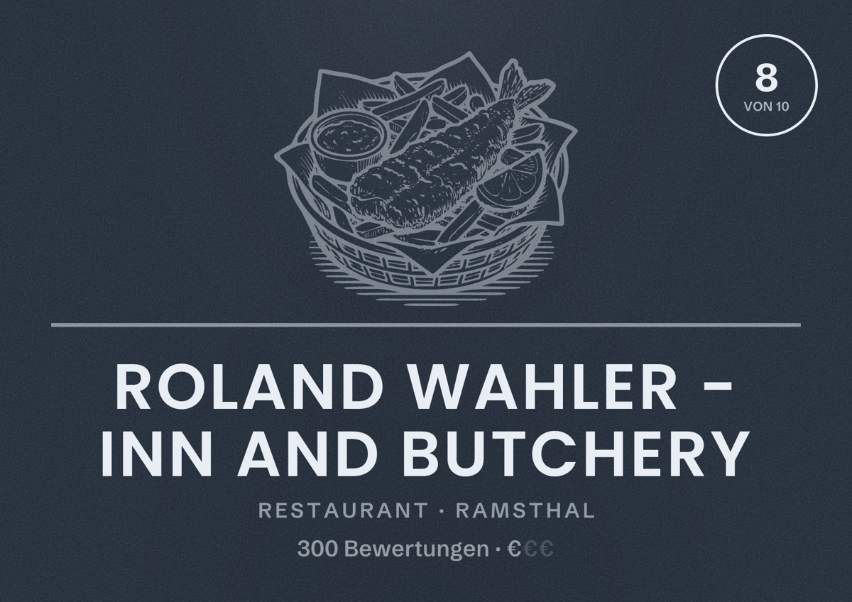 Illustriertes Poster von Roland Wahler - inn and butchery, Restaurant in Ramsthal: Bewertung 8 von 10 aus 300 Bewertungen, Preisniveau €