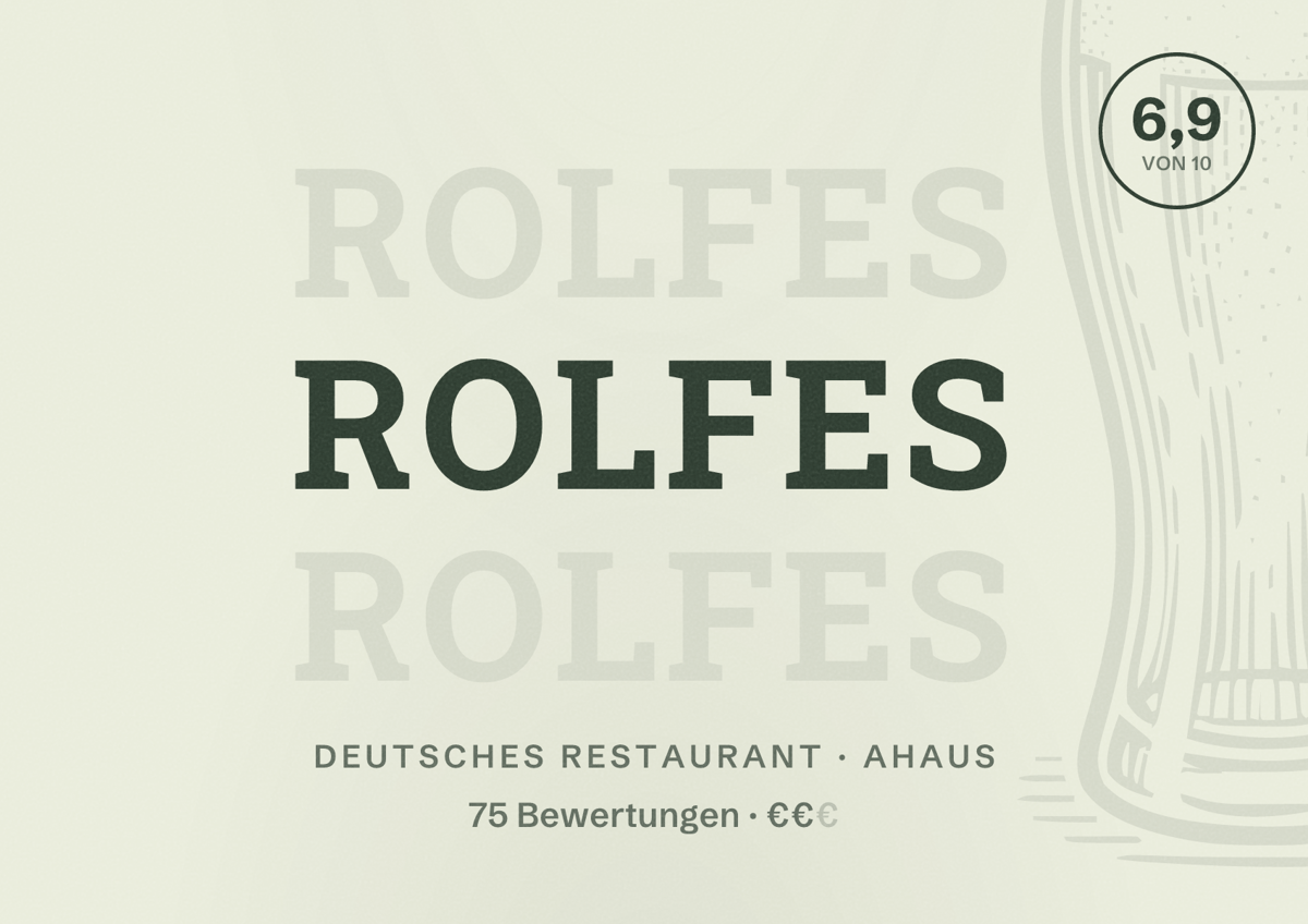 Illustriertes Poster von Rolfes, Deutsches Restaurant in Ahaus: Gästebewertung 6,9 von 10 aus 75 Bewertungen