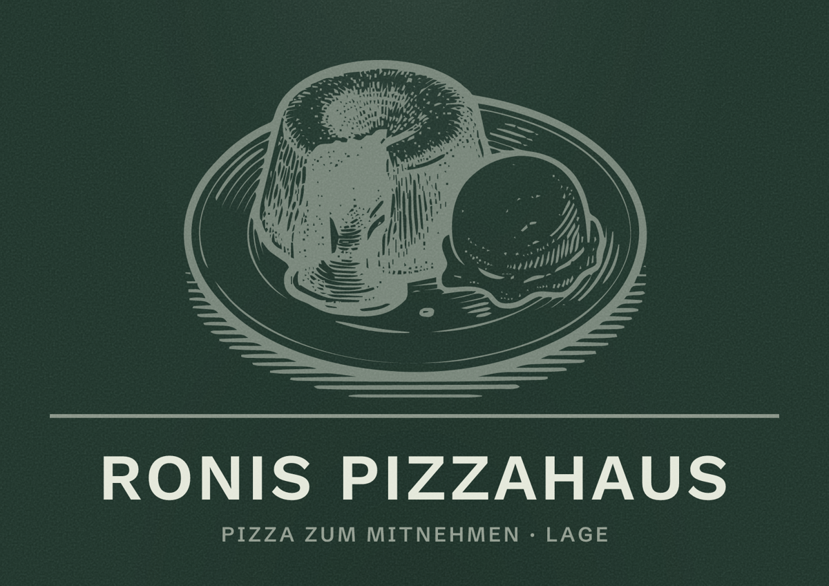 Illustriertes Poster von Ronis Pizzahaus, Pizza zum Mitnehmen in Lage