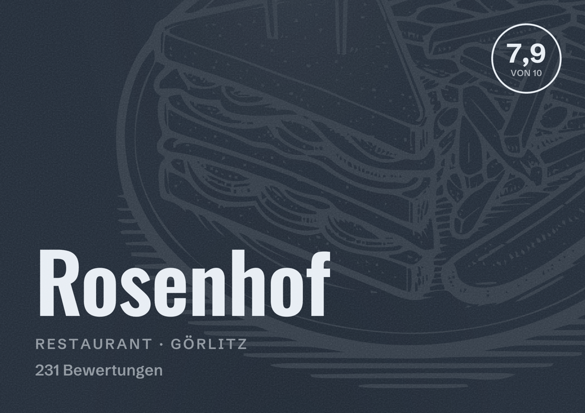 Illustriertes Poster von Rosenhof, Restaurant in Görlitz: Bewertung 7,9 von 10 aus 231 Bewertungen