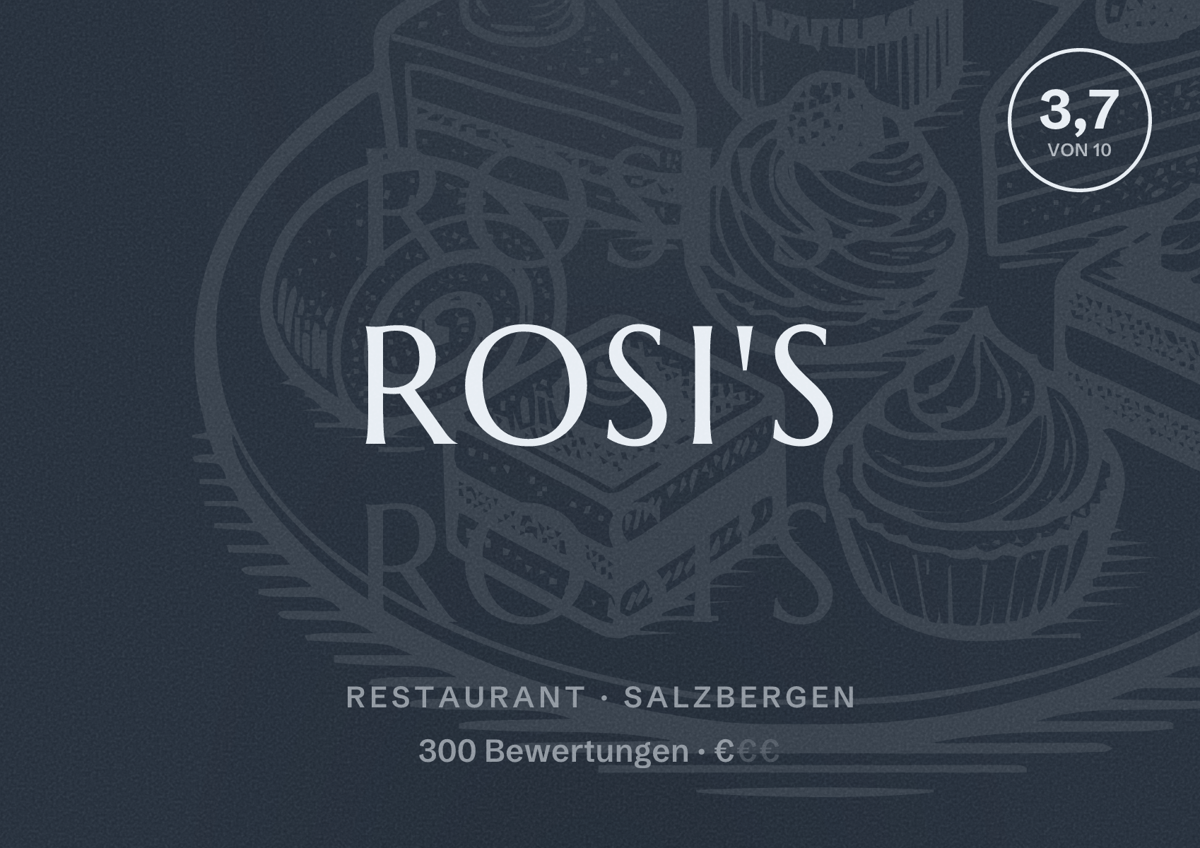 Illustriertes Poster von ROSI'S, Restaurant in Salzbergen: Bewertung 3,7 von 10 aus 300 Bewertungen, Preisniveau €